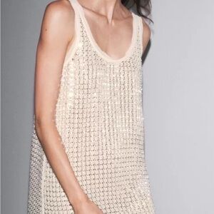 Cream Sleeveless Knit Dress